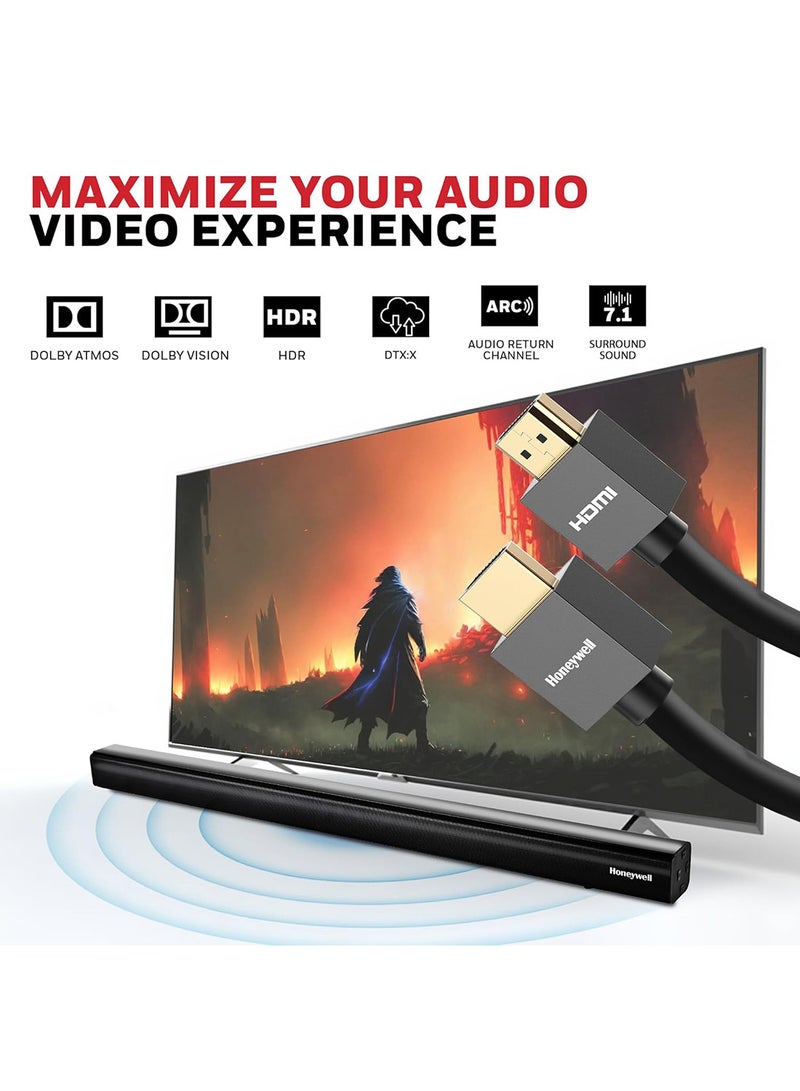 HDMI v2.0, 4K@60Hz Cable With Ethernet, 10 Mtr (32.8 ft), Upto 18GBPS Transfer Speed,High Speed With UHD Resolution, Comaptible With Television, Soundbar, Gaming Console, PC, Laptop Grey-2.0