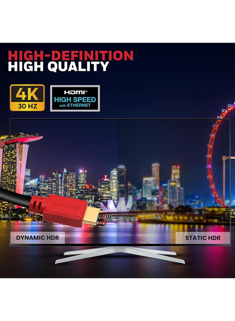 HDMI v2.0, 4K@60Hz Cable With Ethernet, 15 Mtr (49.2 ft), Upto 18GBPS Transfer Speed,High Speed With UHD Resolution, Comaptible With Television, Soundbar, Gaming Console, PC, Laptop Red Black-1.4