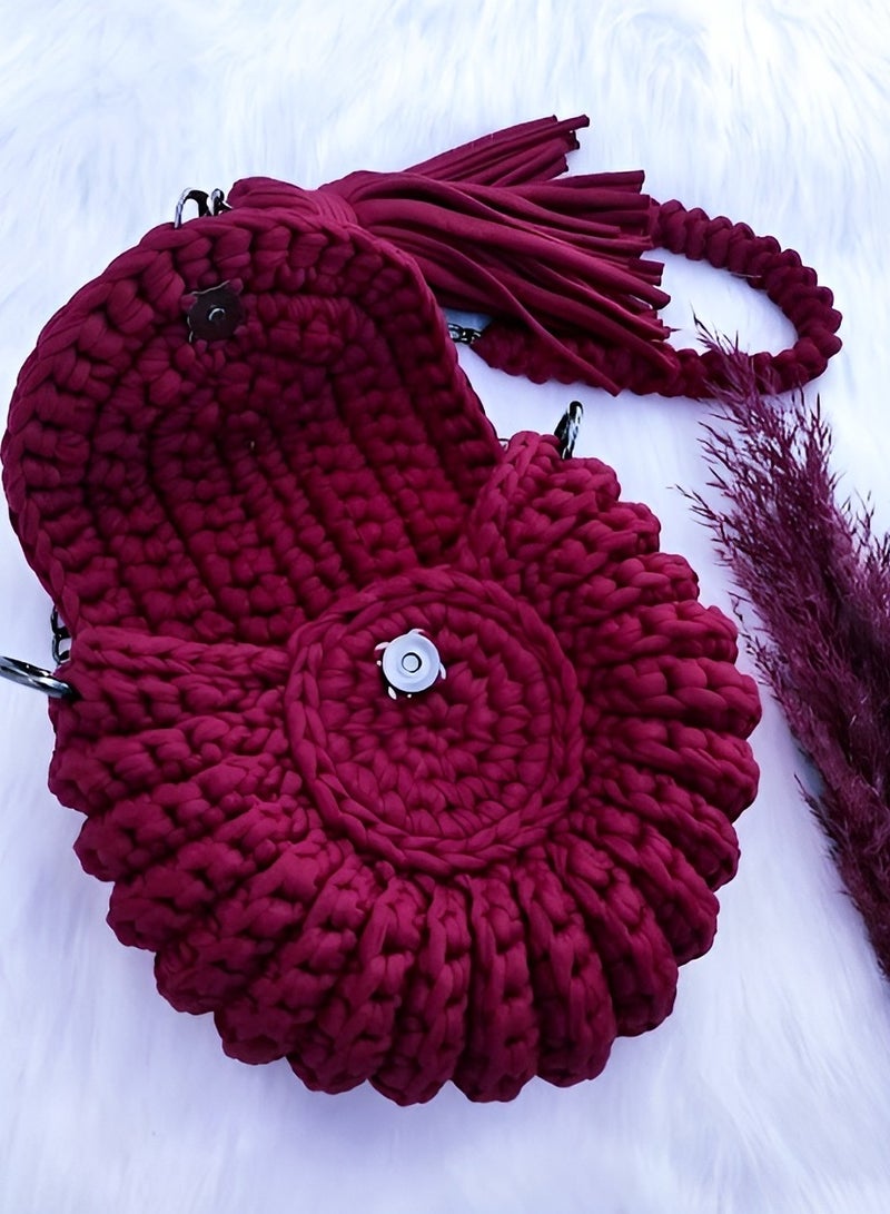 Braided Maroon and Gold Oreo Style Bag