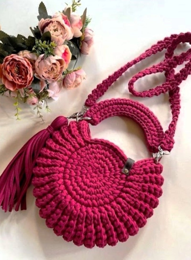 Braided Maroon and Gold Oreo Style Bag