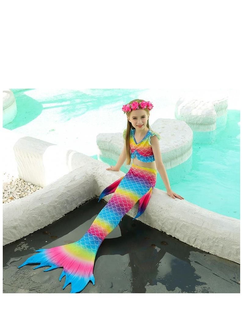 3-Piece Mermaid Bathing Swimsuit Set  110CM