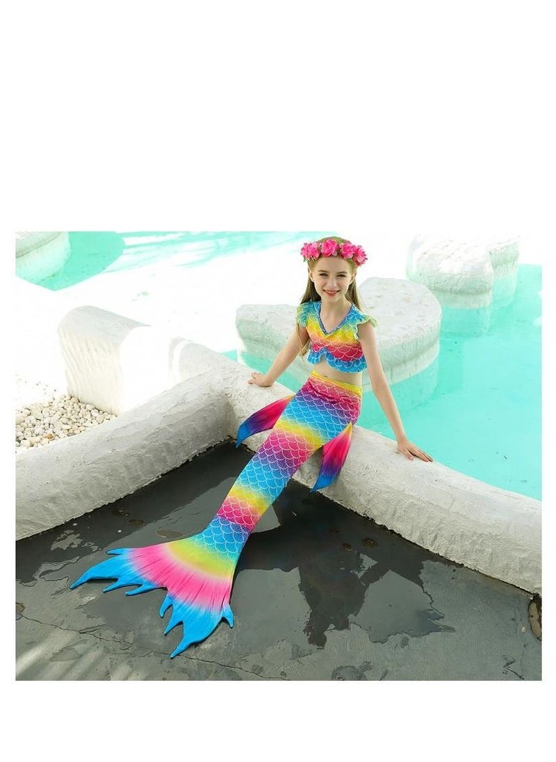 3-Piece Mermaid Bathing Swimsuit Set  110CM