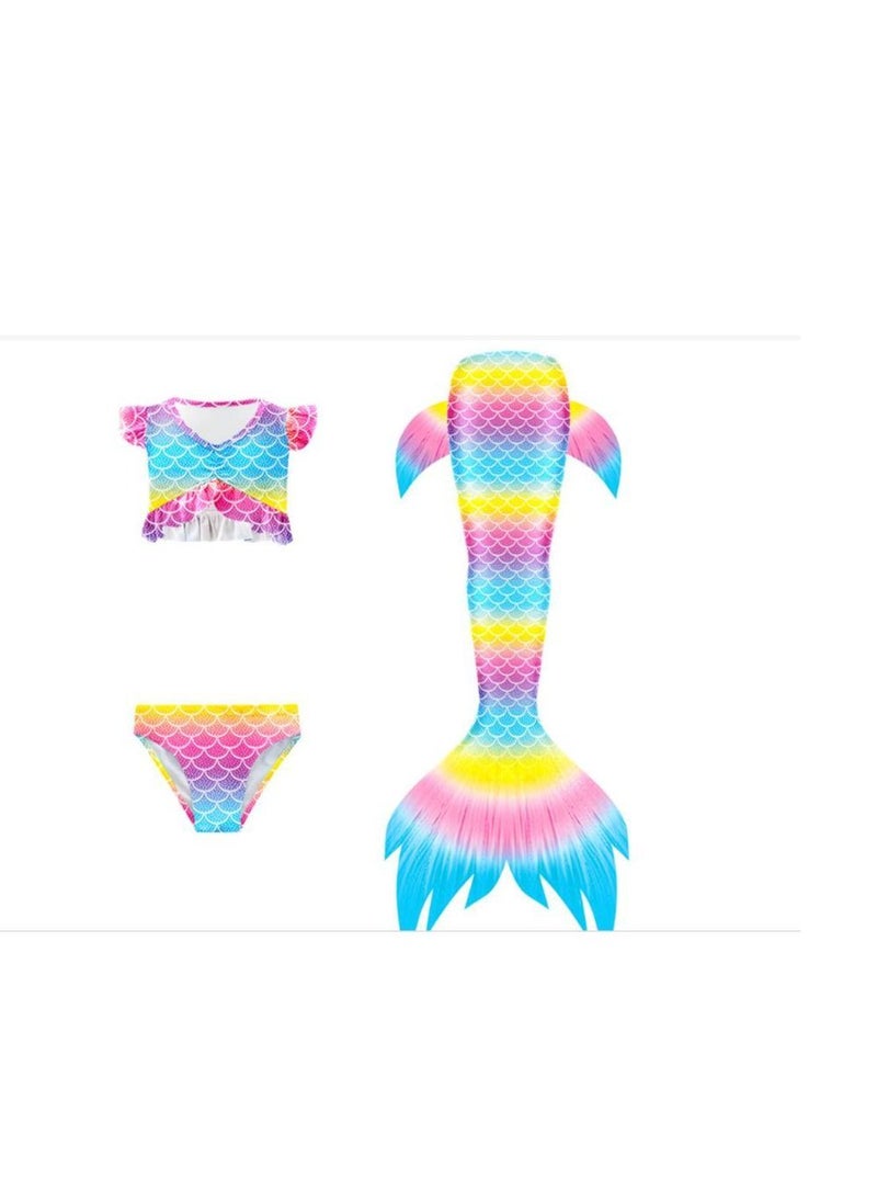 3-Piece Mermaid Bathing Swimsuit Set  110CM