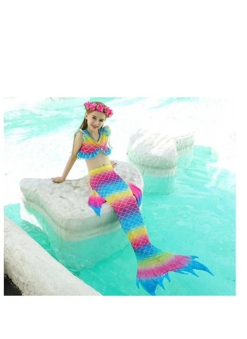 3-Piece Mermaid Bathing Swimsuit Set  110CM