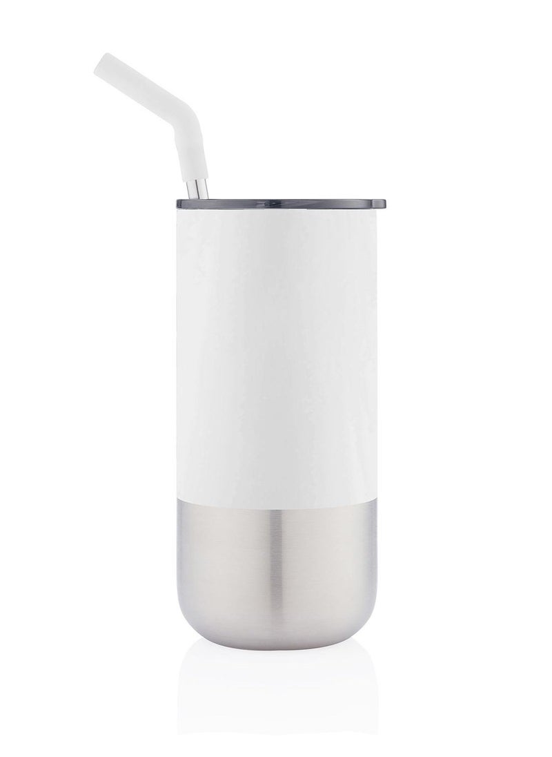 BORCULO - CHANGE Collection Insulated Tumbler with Reusable Straw - White