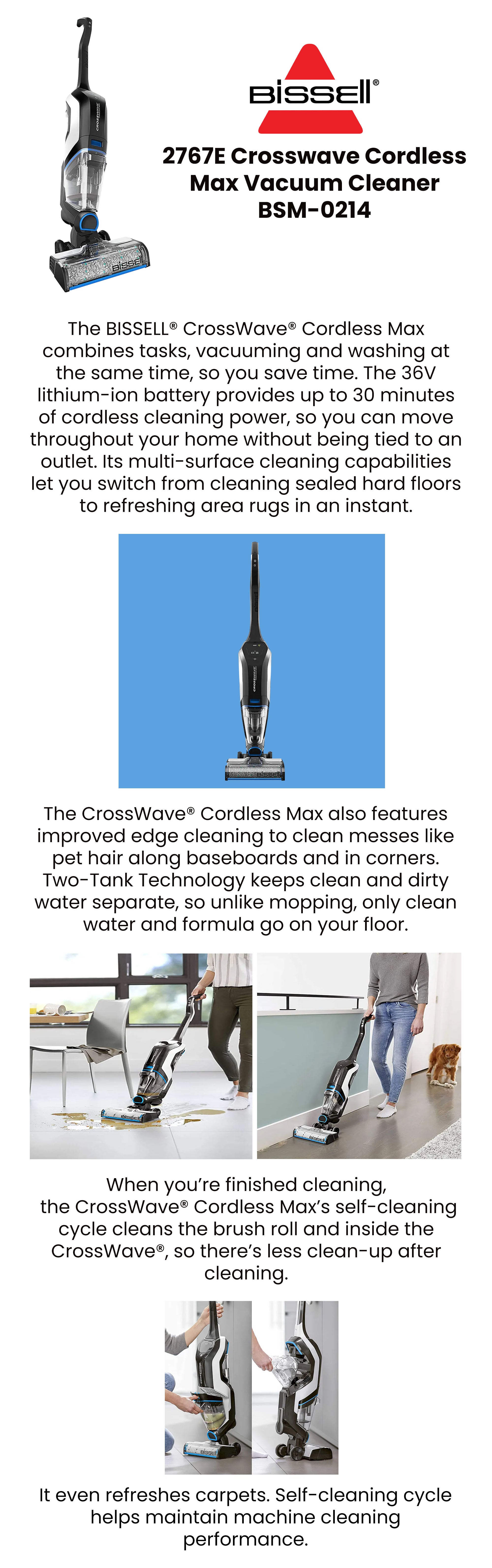 Crosswave Cordless Max 3 in 1 , Vacuum, Wash, and Dry 36 W 2767E Titanium/Bossanova Blue