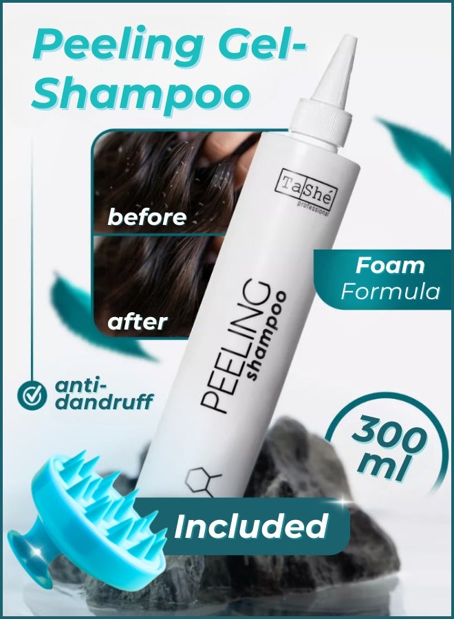 Deep Scalp Cleansing Peeling Gel Shampoo, Anti Dandruff Hair Shampoo with Menthol, AHA Acids & Zinc PCA - Nourishes, Restores Balance & Volume, Stimulates Hair Growth, 300ml