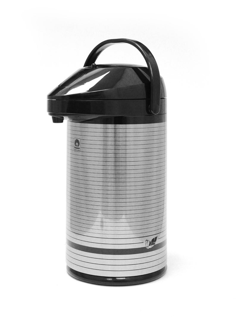 Vacuum Airpump Flask 3L Capacity, Japan-Made, Stainless Steel Thermal Insulated Beverage Dispenser with Carry Handle