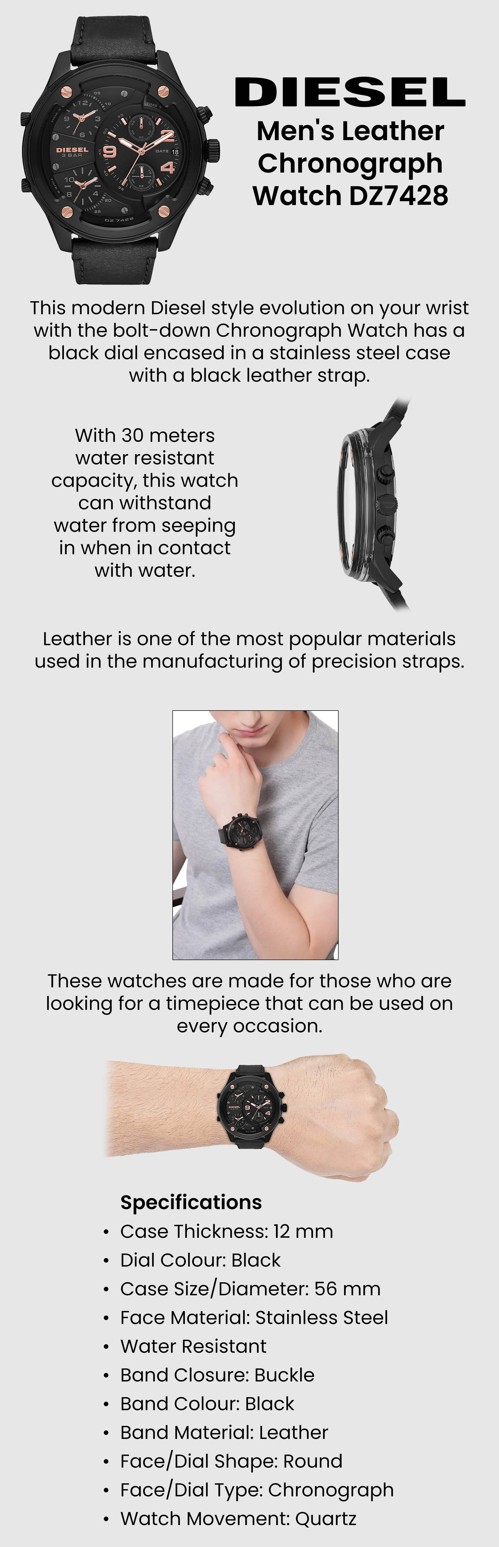 Men's Leather Analog Watch DZ7428