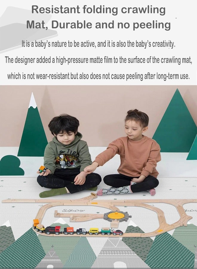 Double-Sided Pattern Baby Crawling Mat, Comfortable PE Material, Waterproof Baby Play Mat, Suitable for Toddler Boys and Girls 180x200cm