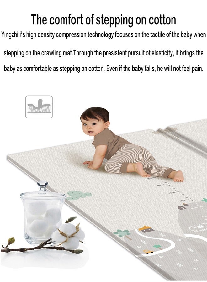 Double-Sided Pattern Baby Crawling Mat, Comfortable PE Material, Waterproof Baby Play Mat, Suitable for Toddler Boys and Girls 180x200cm