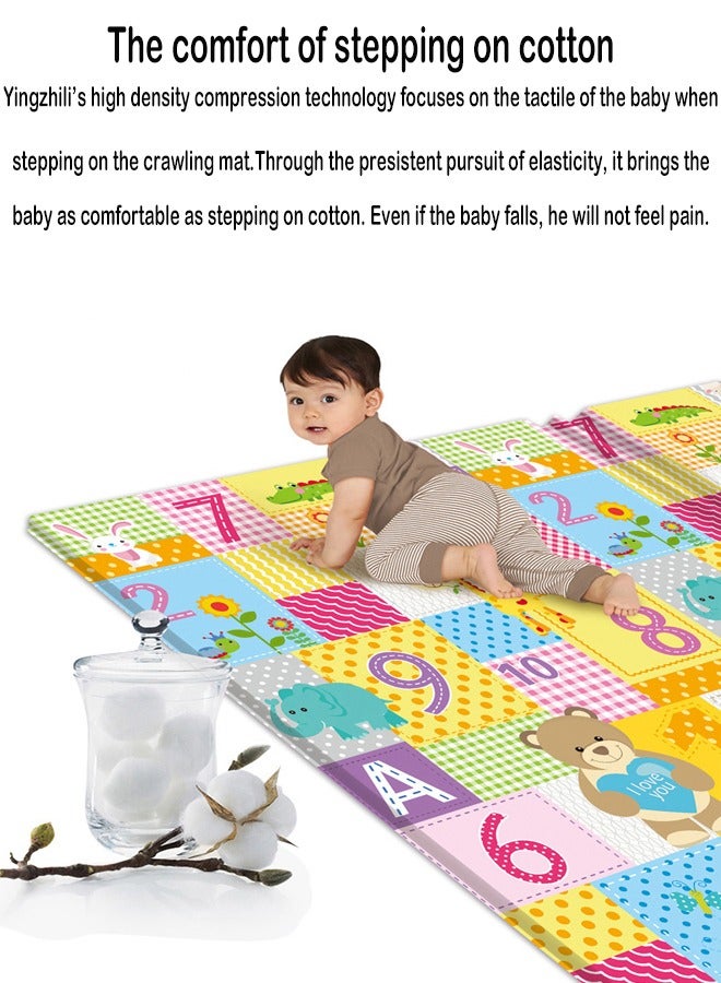 Double-Sided Pattern Baby Crawling Mat, Comfortable PE Material, Waterproof Baby Play Mat, Suitable for Toddler Boys and Girls 180x100cm