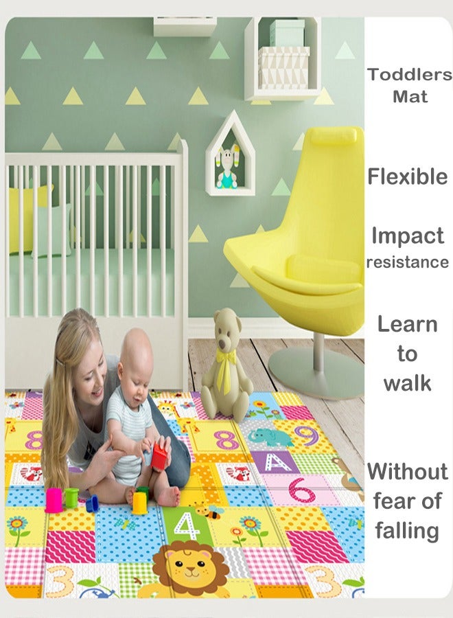 Double-Sided Pattern Baby Crawling Mat, Comfortable PE Material, Waterproof Baby Play Mat, Suitable for Toddler Boys and Girls 180x100cm