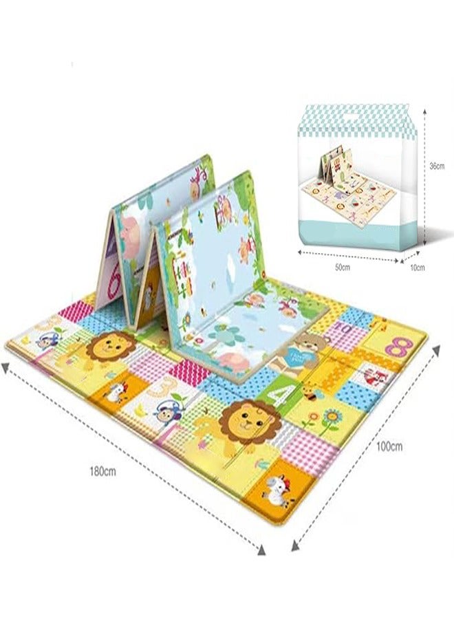 Double-Sided Pattern Baby Crawling Mat, Comfortable PE Material, Waterproof Baby Play Mat, Suitable for Toddler Boys and Girls 180x100cm