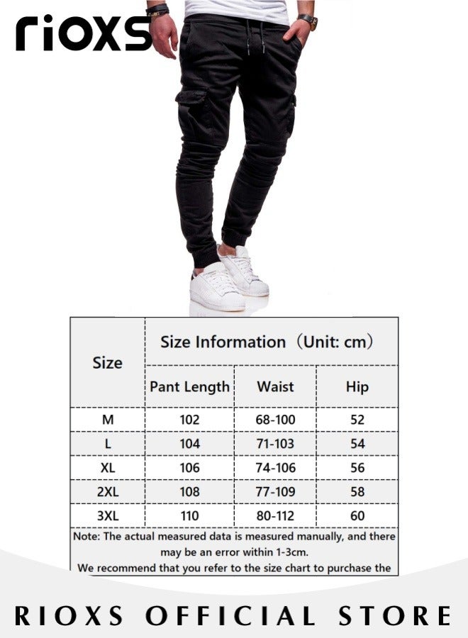 Men's Cargo Pants, Baggy Fit Tapered Cargo Pants For Men, Casual Sports Trousers, Drawstring Athletic Pants For Running Jogging Workout, Tactical Pantalones Cargo, Mens Cargo Pants, Multi Pocket Stretch Sweatpants