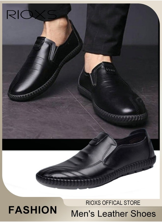 Men's Business Leather Shoes, Round Toe Oxford Shoes, Stylish Classic Loafer, Comfortable Lightweight Walking Flats, Suitable for Daily Wear and Formal Occasions