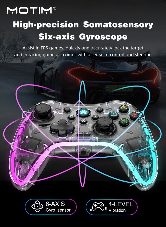 Wireless Switch PRO Controller with RGB Lighting for Nintendo Switch Controller Lite OLED, LED Wired Windows PC Gamepad Wireless iOS Android Bluetooth Connect