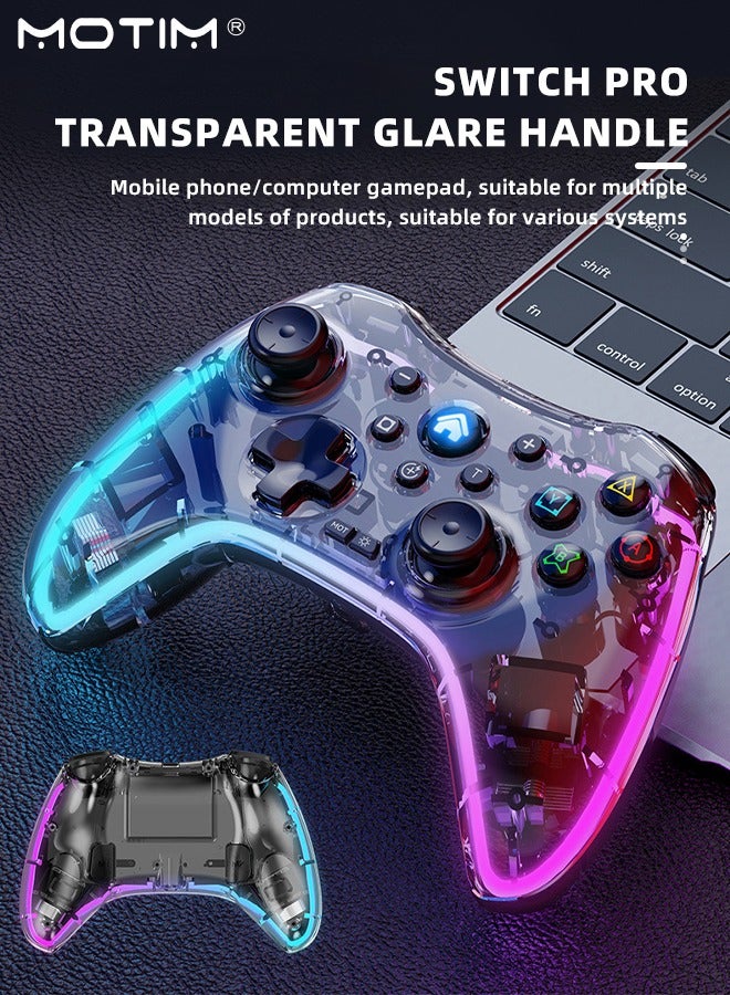 Wireless Switch PRO Controller with RGB Lighting for Nintendo Switch Controller Lite OLED, LED Wired Windows PC Gamepad Wireless iOS Android Bluetooth Connect