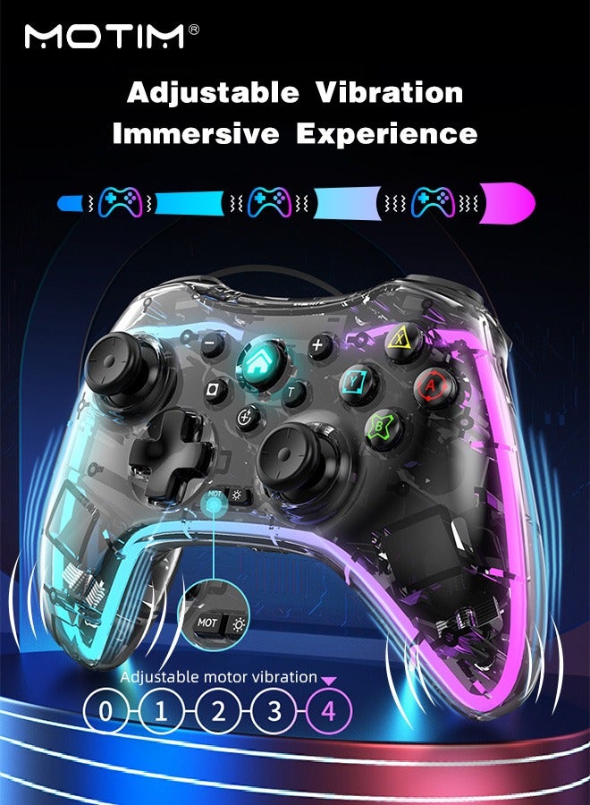 Wireless Switch PRO Controller with RGB Lighting for Nintendo Switch Controller Lite OLED, LED Wired Windows PC Gamepad Wireless iOS Android Bluetooth Connect