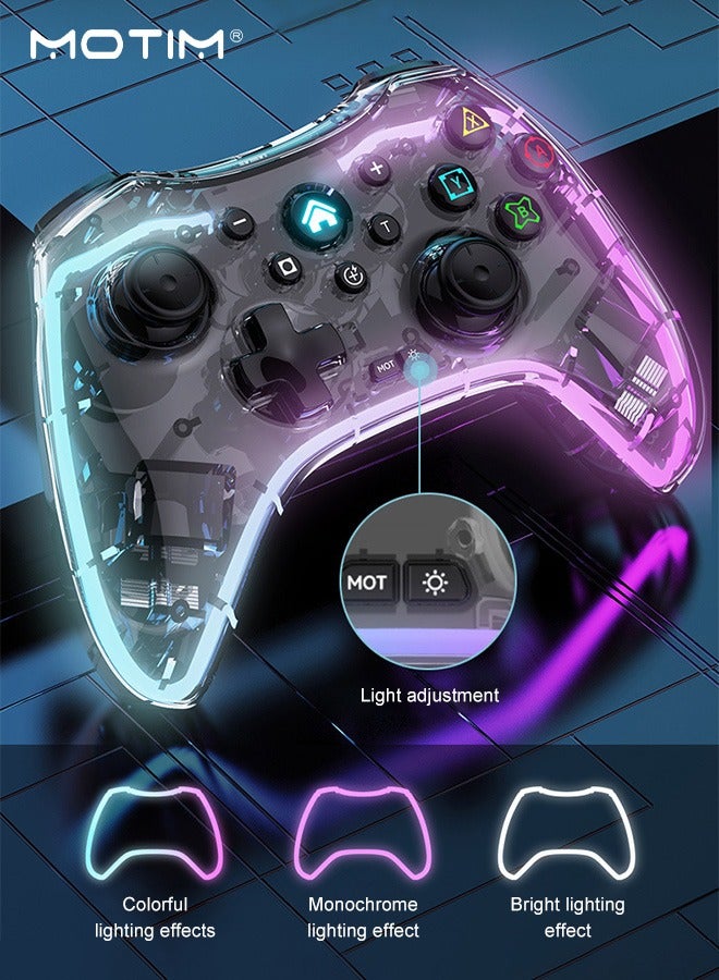 Wireless Switch PRO Controller with RGB Lighting for Nintendo Switch Controller Lite OLED, LED Wired Windows PC Gamepad Wireless iOS Android Bluetooth Connect