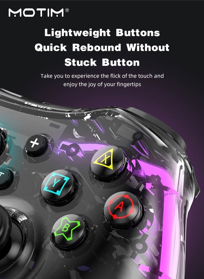 Wireless Switch PRO Controller with RGB Lighting for Nintendo Switch Controller Lite OLED, LED Wired Windows PC Gamepad Wireless iOS Android Bluetooth Connect