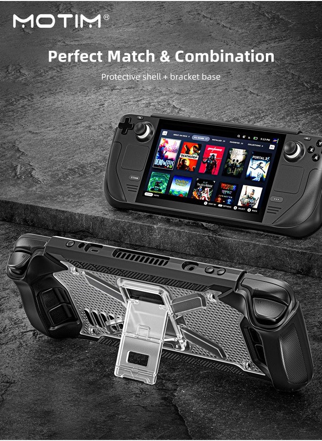 Kickstand Case for Steam Deck with Stand Shoulder Strap Shockproof Non-Slip Anti-Scratch Protective Cover Shock-Absorption Protector Accessories Skin Compatible with Steam Deck