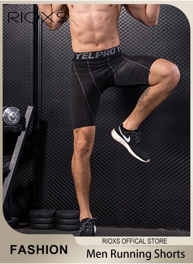 Men's Athletic Compression Shorts, Tight Breathable Quick-Drying Stretch Short Pants, Fitness Running Training Sports Shorts, Comfortable Running Tights Shorts, Made of Moisture-Wicking Material