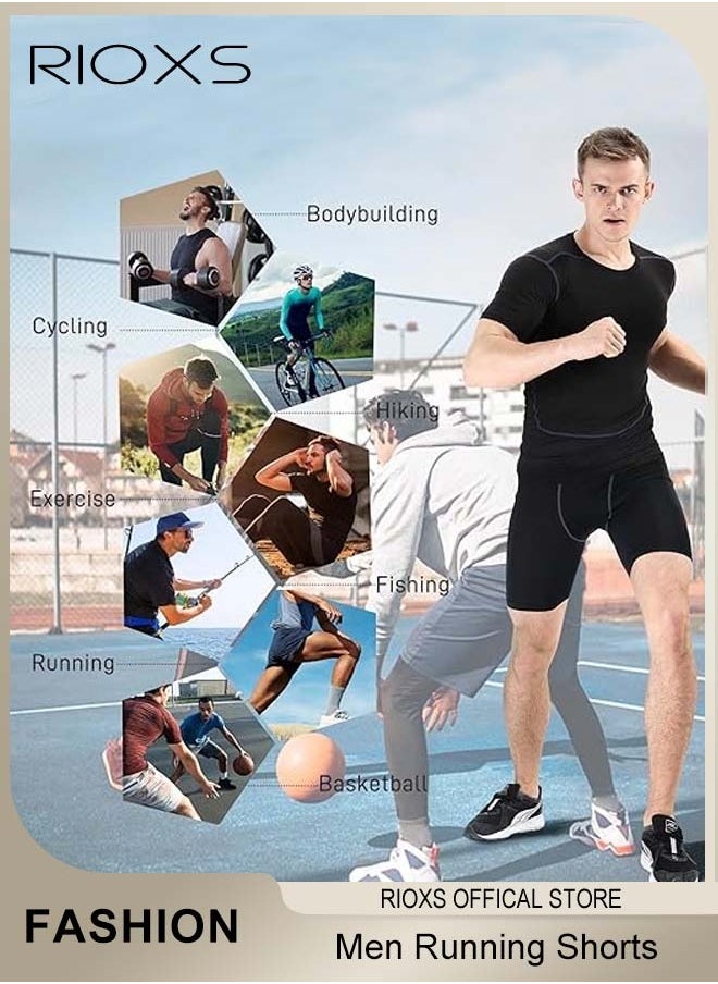 Men's Athletic Compression Shorts, Tight Breathable Quick-Drying Stretch Short Pants, Fitness Running Training Sports Shorts, Comfortable Running Tights Shorts, Made of Moisture-Wicking Material