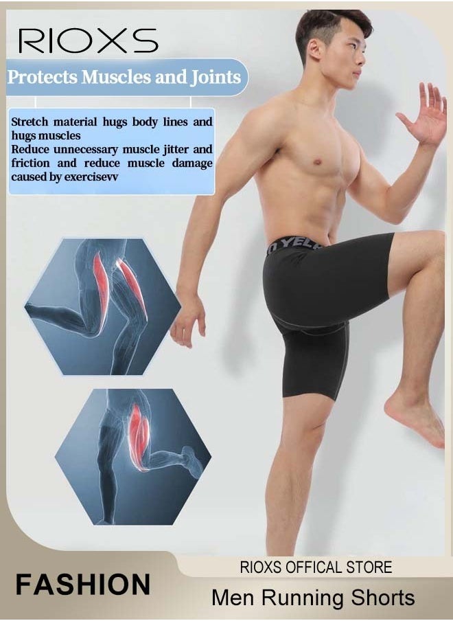 Men's Athletic Compression Shorts, Tight Breathable Quick-Drying Stretch Short Pants, Fitness Running Training Sports Shorts, Comfortable Running Tights Shorts, Made of Moisture-Wicking Material