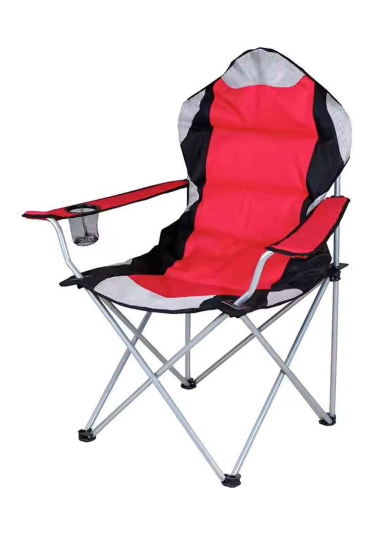 Large Outdoor Chair Padded High Back Durable Foldable Beach Chair with Bag Cup Holder for Outdoor Pool Picnic Camping Travel Fishing Lawn Supports Up to 140 KG 300 LBS