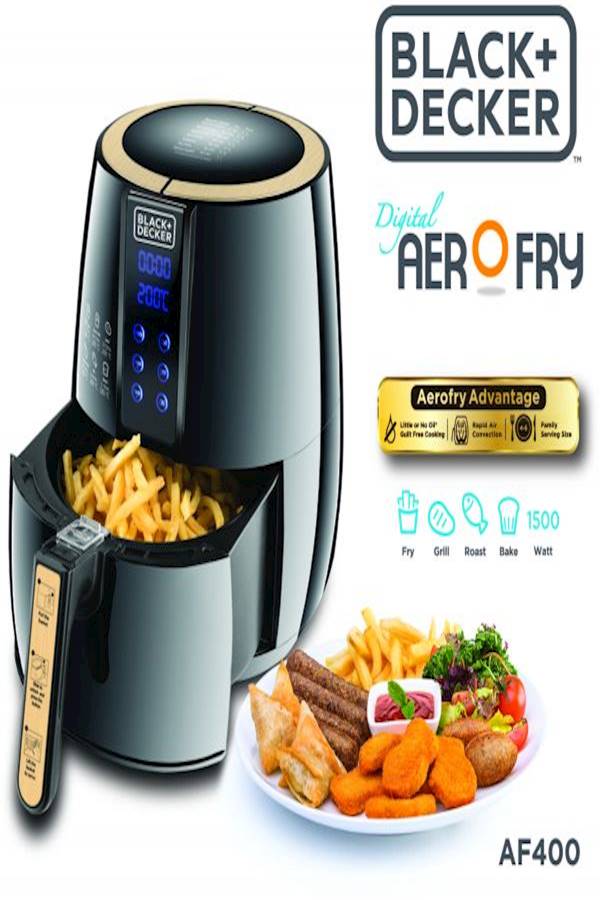 & Decker 4 Liter Digital Air Fryer AerOfry, 4 L 1500 W Af400-B5 Black