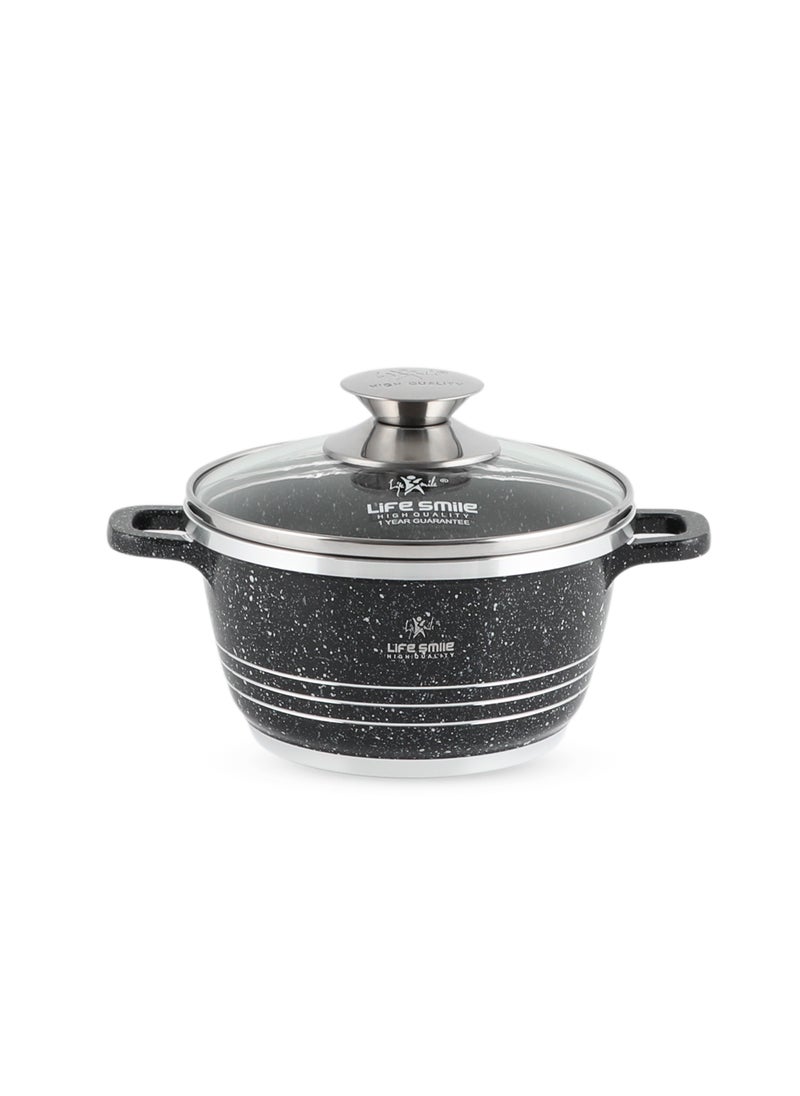 Cooking Pot | Soup Pot With 5mm Sturdy Glass Lid | PFOA Free Oven Safe | Induction Bottom | Easy Handwash