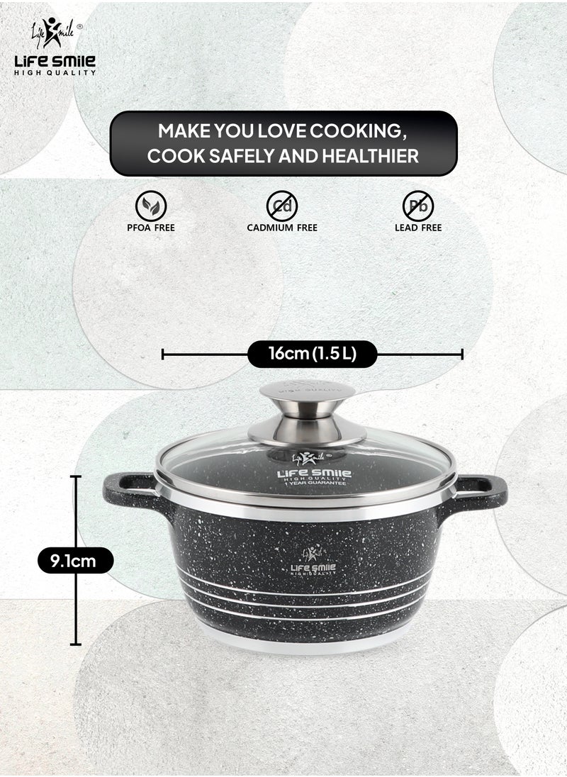 Cooking Pot | Soup Pot With 5mm Sturdy Glass Lid | PFOA Free Oven Safe | Induction Bottom | Easy Handwash