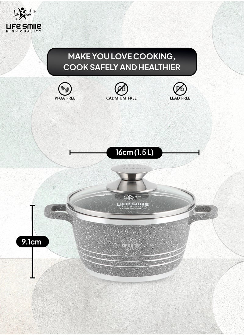 Non Stick Stock Pot - Aluminum Soup Pot with T.Glass Lid - 100% PFOA and PTFE Free