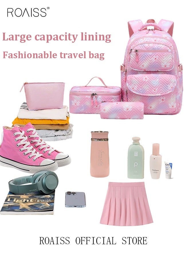 3 Piece Backpack Set Large Capacity Waterproof and Wear Resistant Same Color Series Lunch Bag and Pencil Case Large Capacity Storage Scientific Storage Simple Style Short Distance Travel Bag Student Backpack Laptop Bag