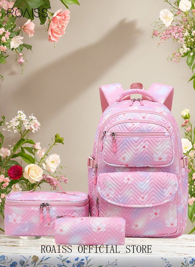 3 Piece Backpack Set Large Capacity Waterproof and Wear Resistant Same Color Series Lunch Bag and Pencil Case Large Capacity Storage Scientific Storage Simple Style Short Distance Travel Bag Student Backpack Laptop Bag