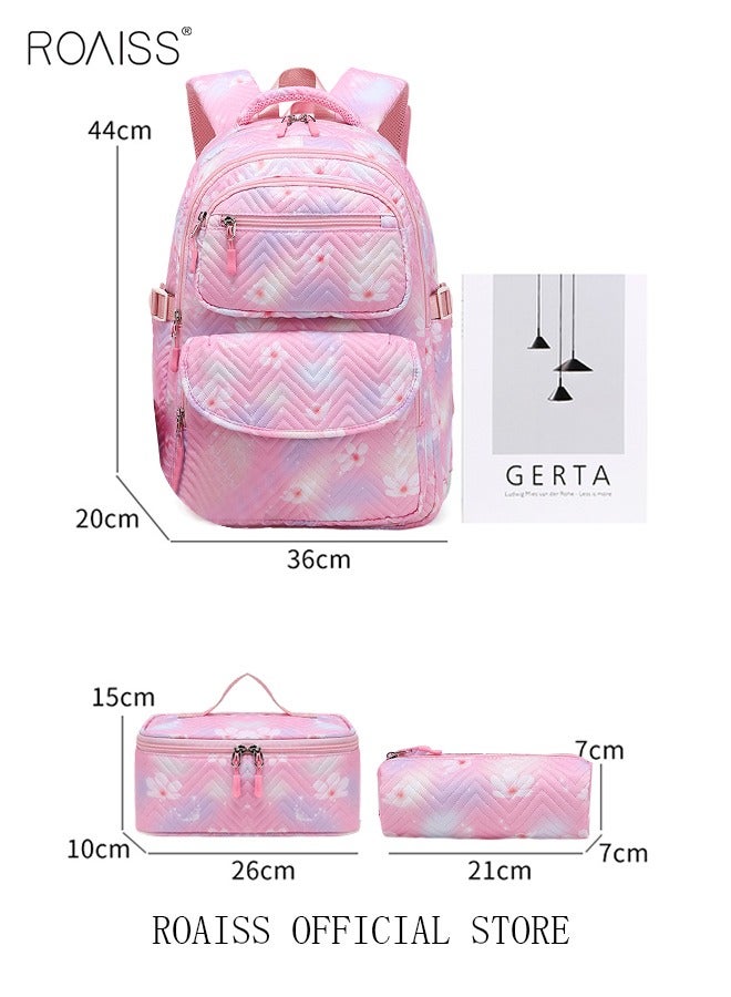 3 Piece Backpack Set Large Capacity Waterproof and Wear Resistant Same Color Series Lunch Bag and Pencil Case Large Capacity Storage Scientific Storage Simple Style Short Distance Travel Bag Student Backpack Laptop Bag