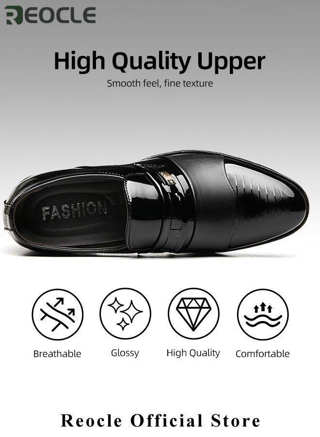 Men's Leather Shoes Patent Loafers Dress Business Leather Shoes Pointed Faux Leather Shoes Driving Leather Oxford Shoes for Men