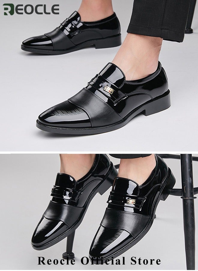 Men's Leather Shoes Patent Loafers Dress Business Leather Shoes Pointed Faux Leather Shoes Driving Leather Oxford Shoes for Men