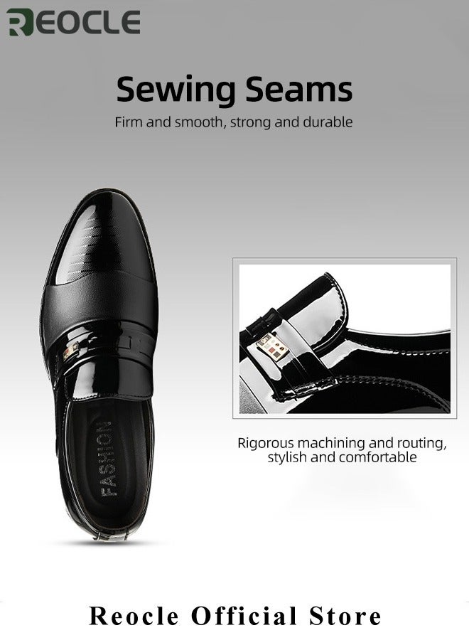 Men's Leather Shoes Patent Loafers Dress Business Leather Shoes Pointed Faux Leather Shoes Driving Leather Oxford Shoes for Men
