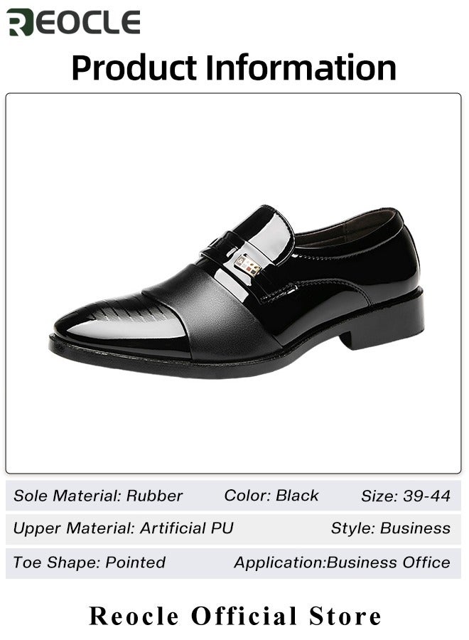 Men's Leather Shoes Patent Loafers Dress Business Leather Shoes Pointed Faux Leather Shoes Driving Leather Oxford Shoes for Men