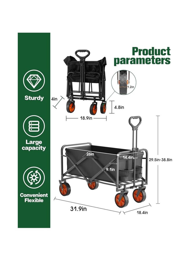 Camping Trolley, Collapsible Folding Wagon, Heavy Duty Utility Beach Wagon Cart, Outdoor Camping Wagon, Garden cart Collapsible Folding Wagon Portable Beach Wagon Utility Shopping Cart