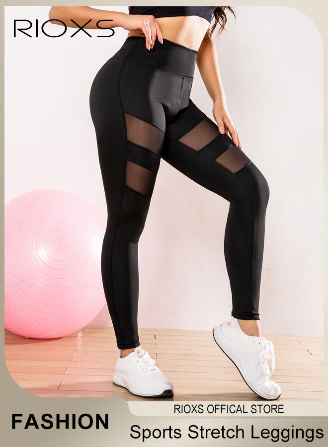 Women's Stretch Mesh Leggings Hip Lift Fitness Workout Tights Yoga Pant For Sports