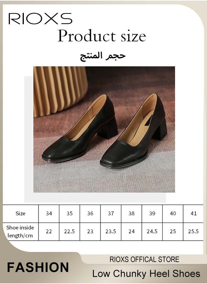 Women's Pumps Block Heels, Square Toe Mary Jane Shoes With 2.2