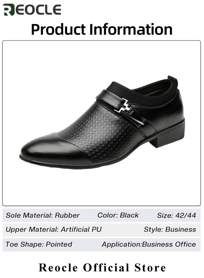 Men's Leather Shoes Pointed Toe Boots Business Suit Shoes with Simple Buckle Design & Glossy Upper & Anti-slip Wear-resistant Soles Casual Comfortable Leather Shoes