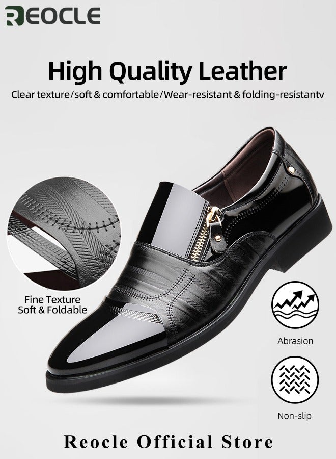 Men's Leather Shoes Pointed Toe Boots Business Suit Shoes with Simple Buckle Design & Glossy Upper & Anti-slip Wear-resistant Soles Casual Comfortable Leather Shoes