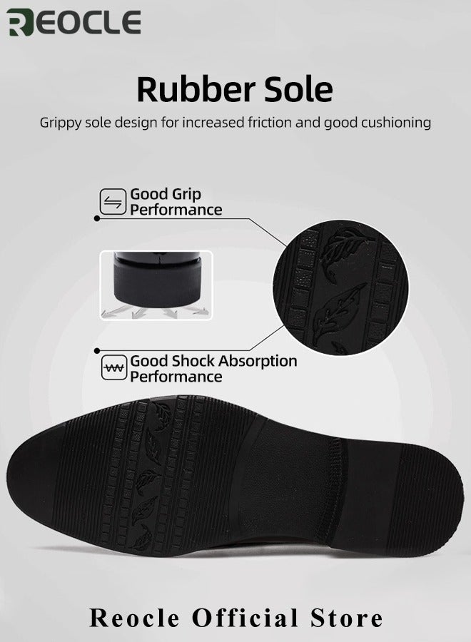 Men's Leather Shoes Pointed Toe Boots Business Suit Shoes with Simple Buckle Design & Glossy Upper & Anti-slip Wear-resistant Soles Casual Comfortable Leather Shoes