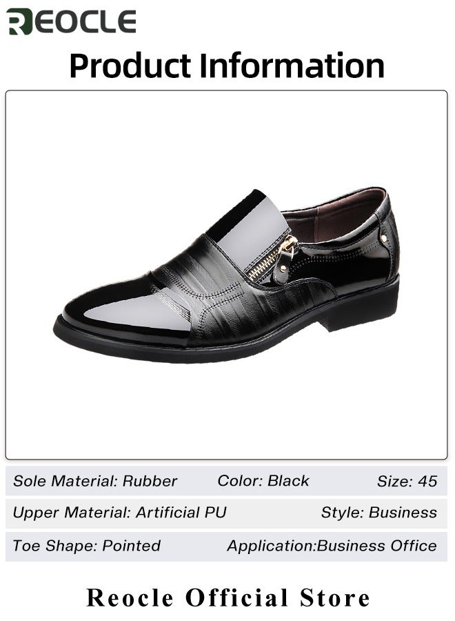 Men's Leather Shoes Pointed Toe Boots Business Suit Shoes with Simple Buckle Design & Glossy Upper & Anti-slip Wear-resistant Soles Casual Comfortable Leather Shoes
