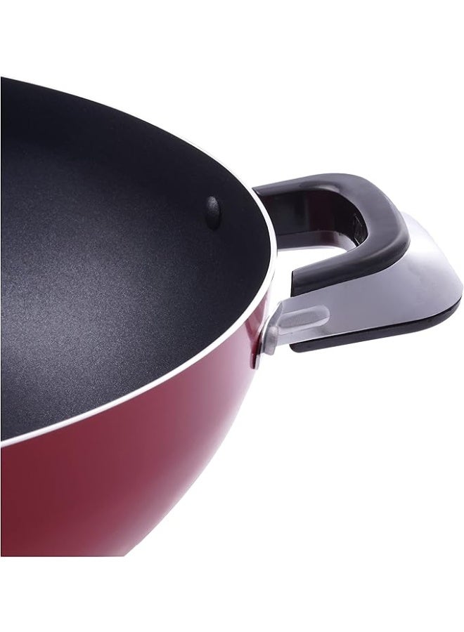 Non Stick Kadai 30Cm Cd Bottom All Cooktop Types 30X9.5Cm Red/Black 30cm