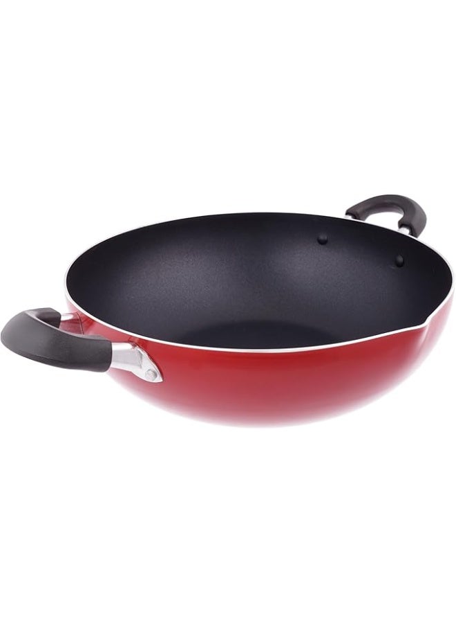 Non Stick Kadai 30Cm Cd Bottom All Cooktop Types 30X9.5Cm Red/Black 30cm